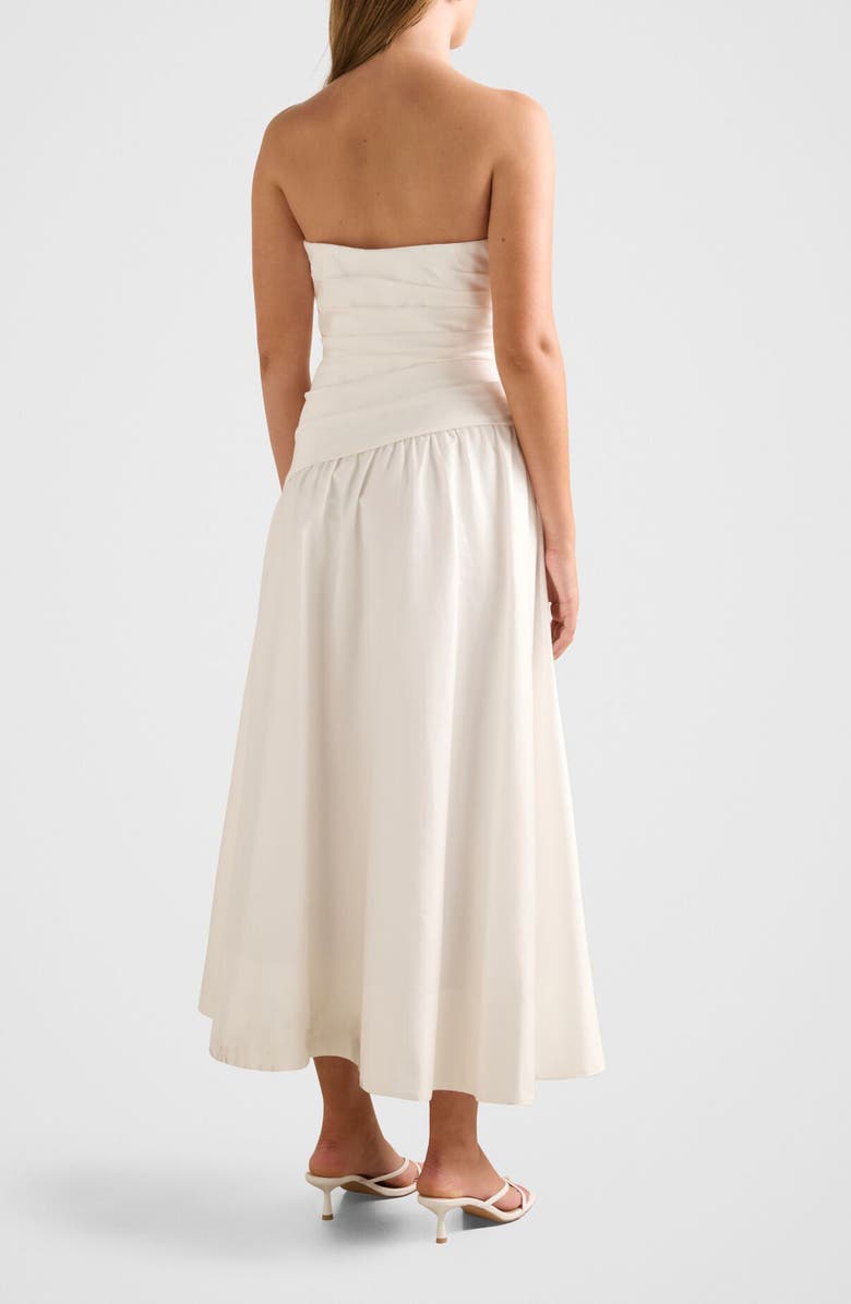 Ever New Rumi Ruched Strapless Midi Dress, Alternate, color, Porcelain