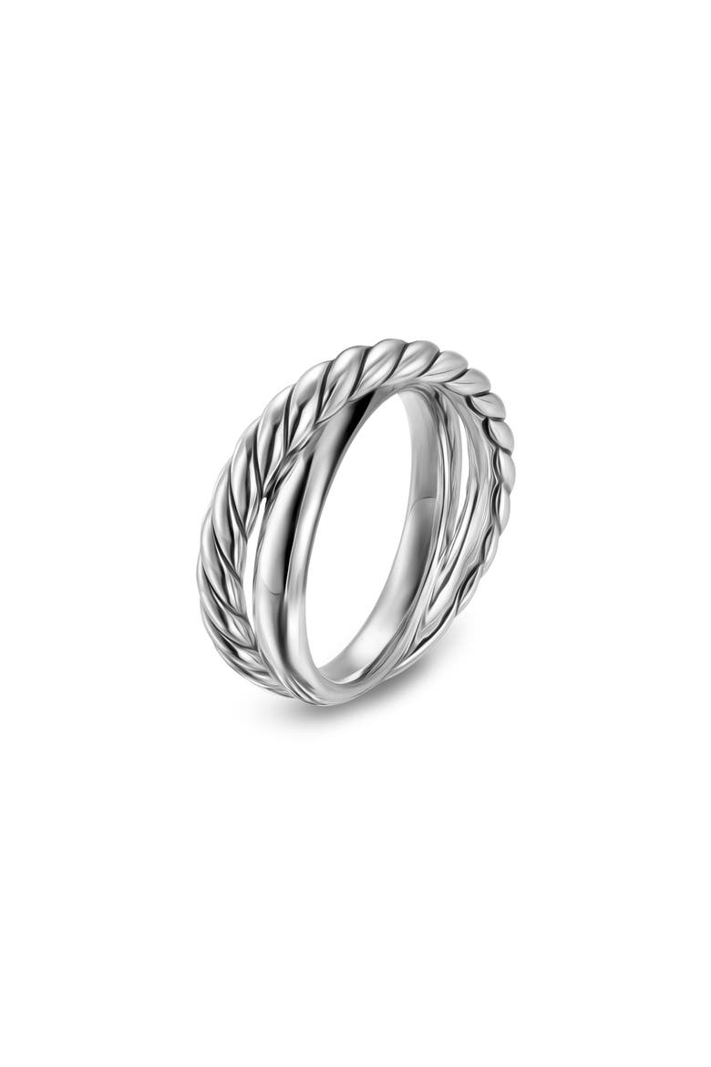 Crossover Two Row Ring in Sterling Silver, 7.4mm, Alternate, color, SILVER