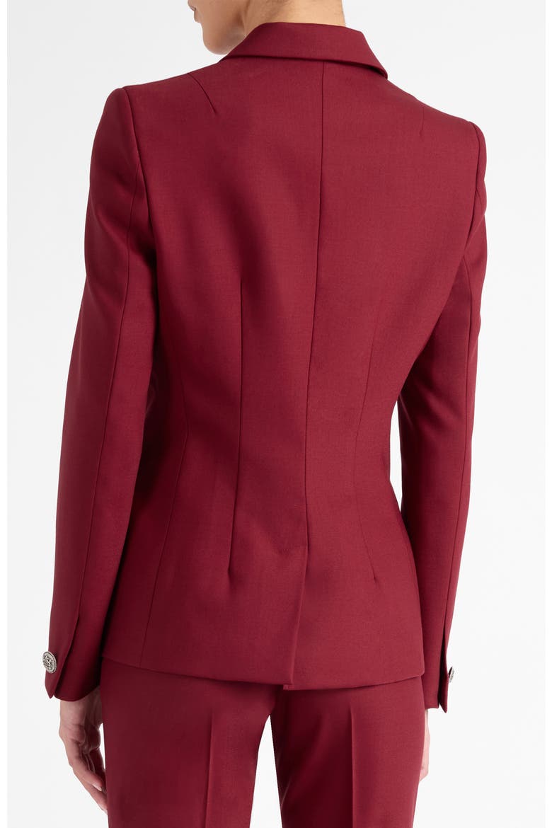 Quinn Double Breasted Jacket in Lightweight Virgin Wool Stretch, Alternate, color, BORDEAUX