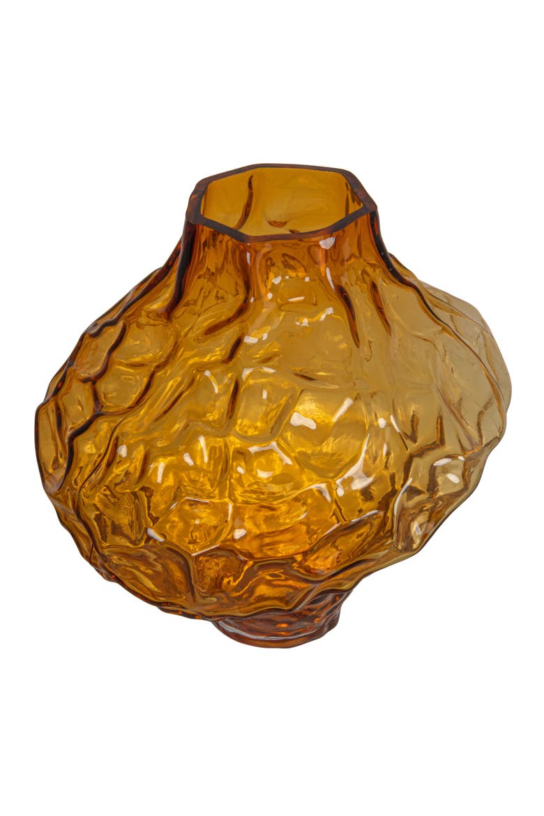 Glass Organic Shaped Vase, Amber Color, Main, color, Brown