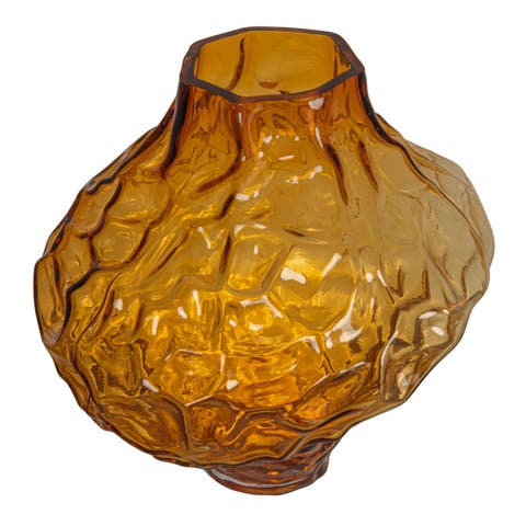 Glass Organic Shaped Vase, Amber Color