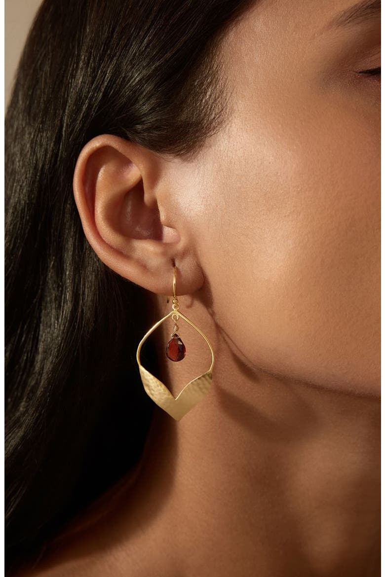 Infinite Possibilities Garnet Lotus Earrings, Alternate, color, Red