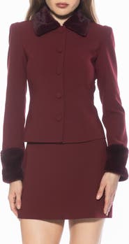 Alexia Admor Fran Faux Fur Trim Twill Jacket