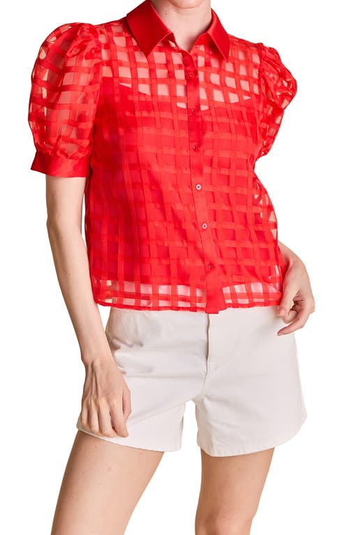 English Factory Puff Sleeve Organza Top In Red