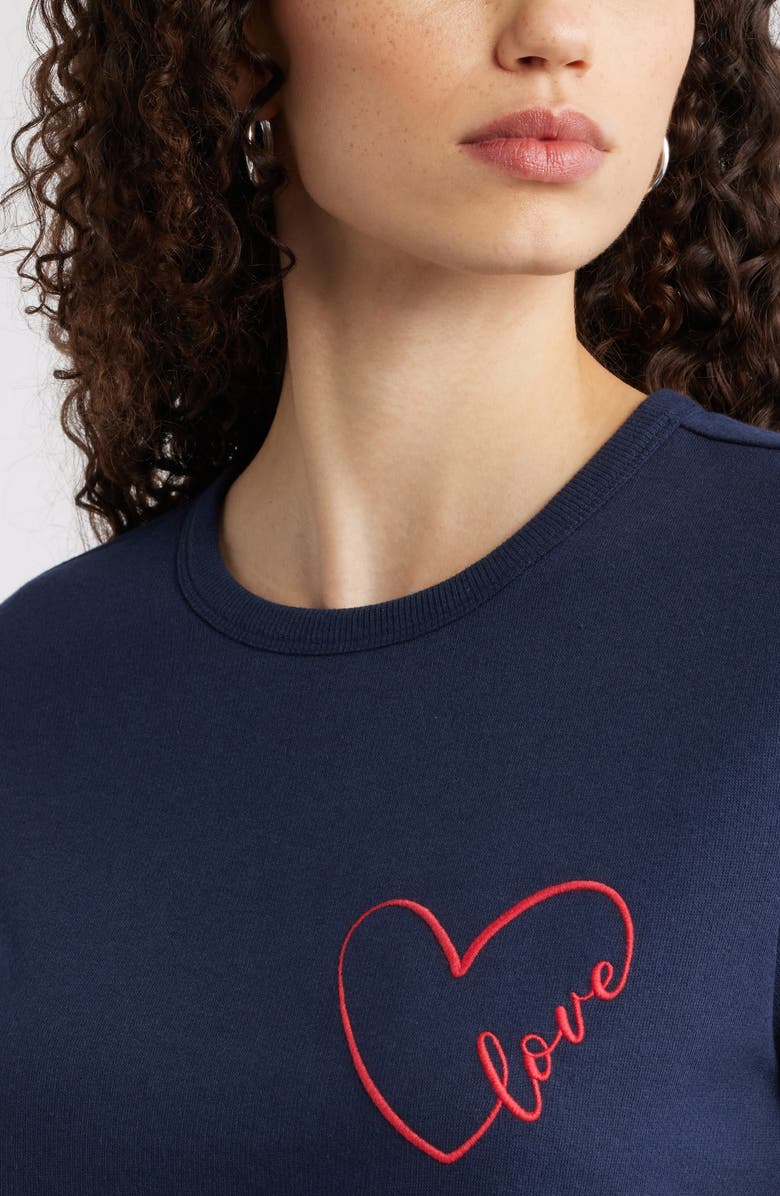 Caslon<sup>®</sup> Love Embroidered Sweatshirt, Alternate, color, Navy Still Red Goji Heart