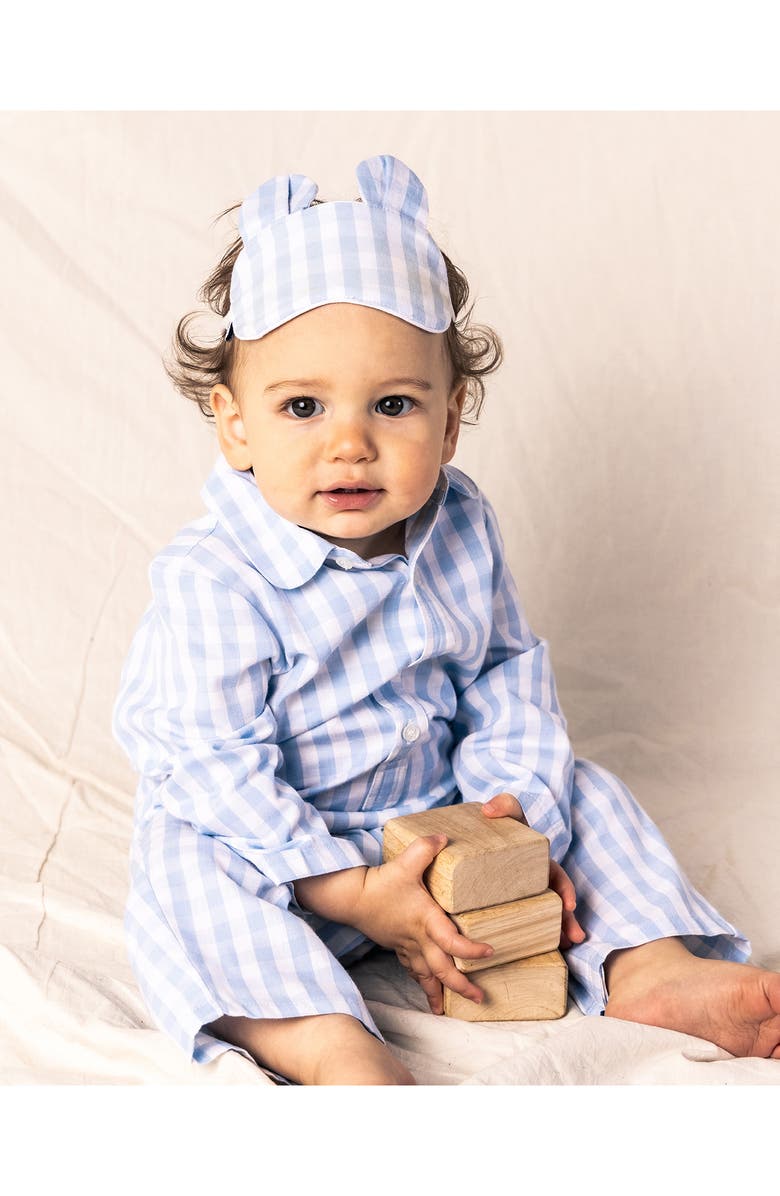 Petite Plume Gingham One-Piece Pajamas, Alternate, color, Blue