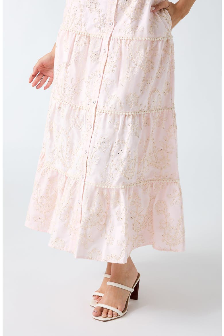 Evelyn Eyelet Embroidery Midi Dress, Alternate, color, PINK MULTI