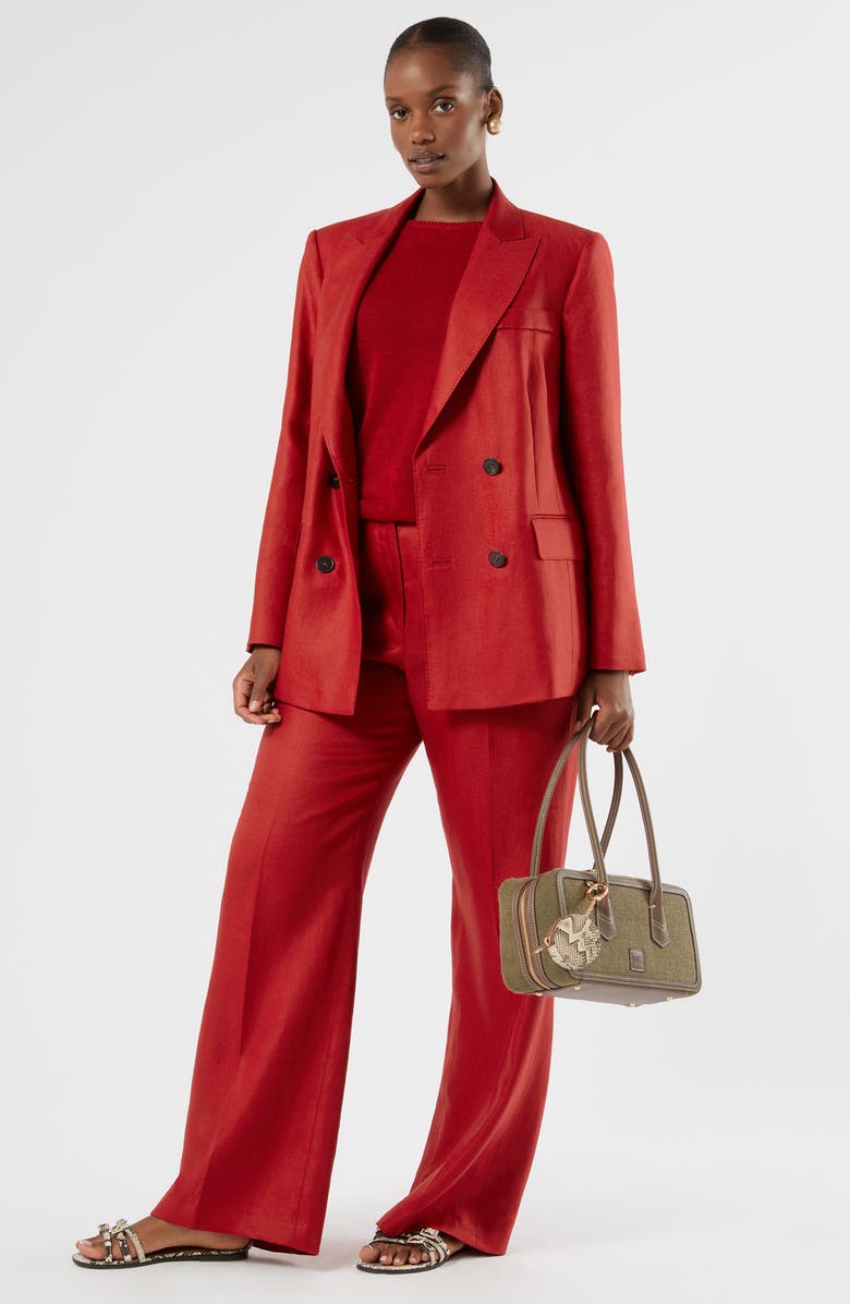 Marina Rinaldi Double Breasted Linen Twill Blazer, Alternate, color,