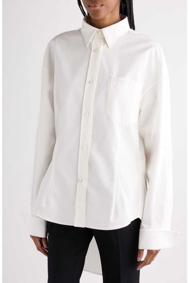 Classic Cotton & Silk Poplin Button-Up Shirt, Alternate, color, 9000 WHITE