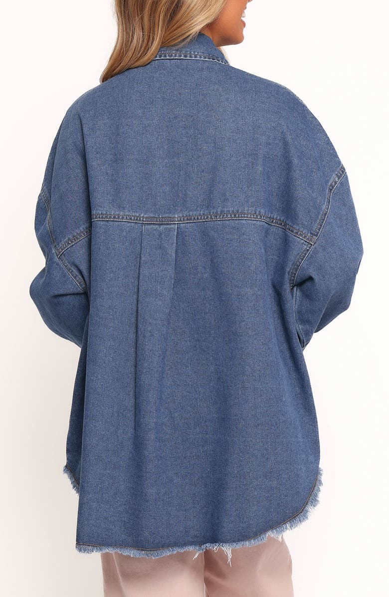 Petal & Pup Twiggy Oversize Frayed Edge Denim Shacket, Alternate, color, Denim