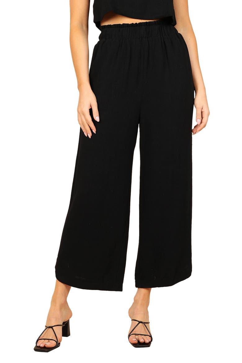 Eleanor Wide Leg Linen Pants, Main, color, BLACK