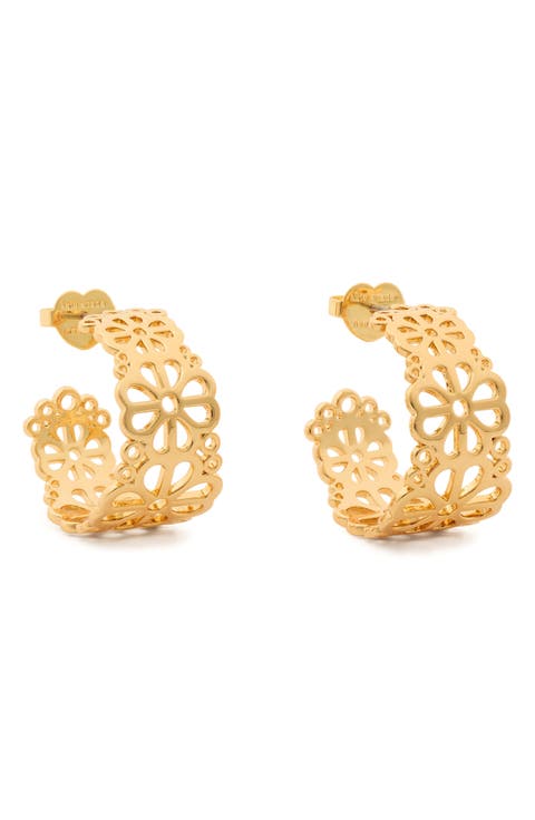 spade flower lace hoop earrings