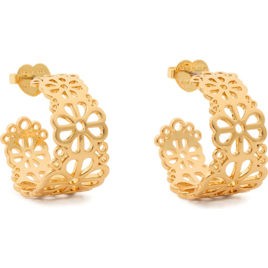 Kate Spade New York Spade Flower Lace Hoop Earrings In Gold