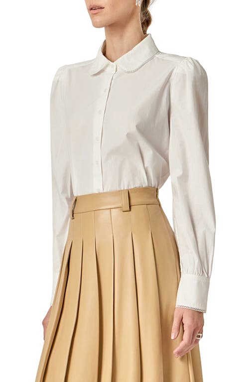 English Factory Lace Trim Button-up Shirt In White