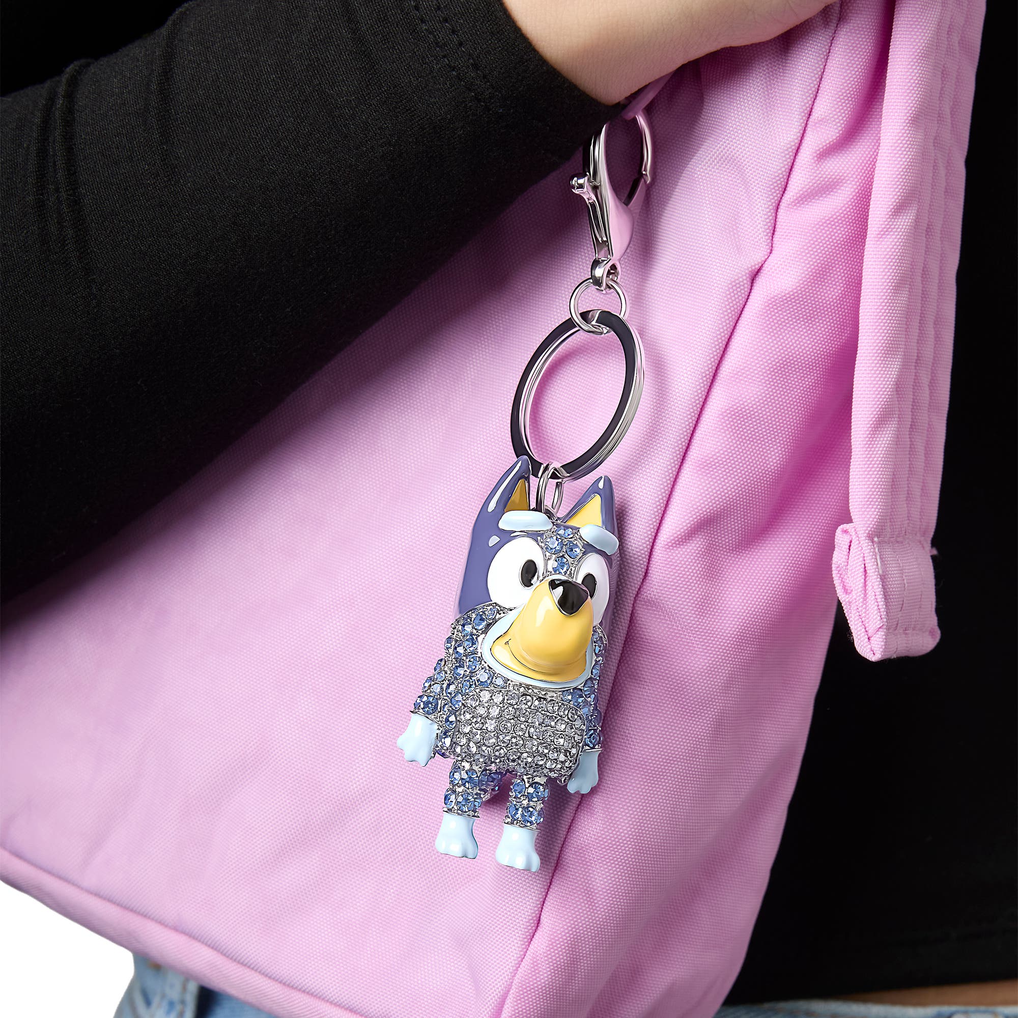 BLUEY Bag Charm Pave Crystal, Official License Bluey Charm Keychain with Lobster Clip, Alternate, color, Blue