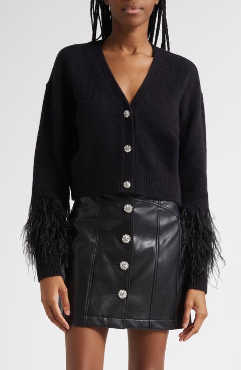 Briana Feather Trim Cardigan