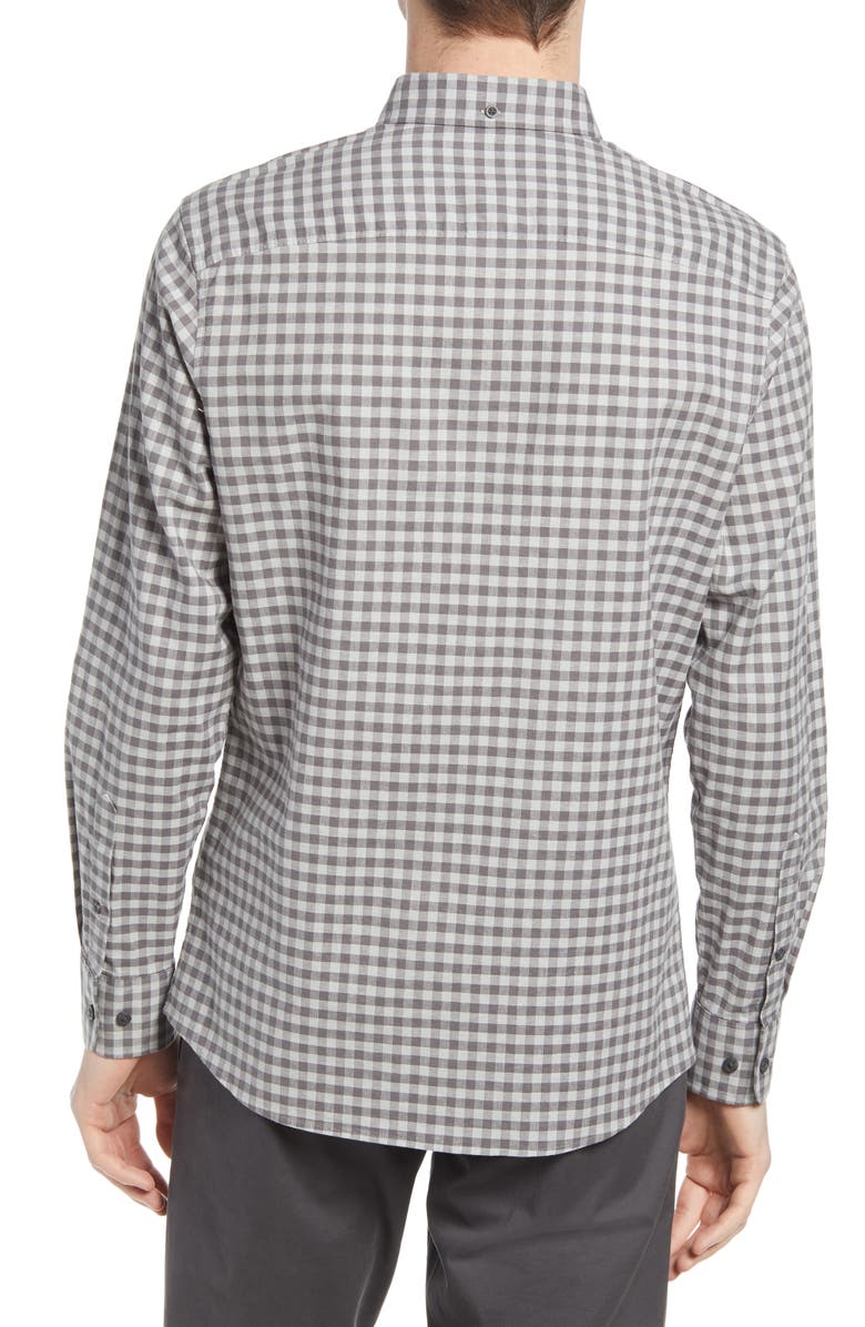 Nordstrom Trim Fit Gingham Linen & Cotton Button-Down Shirt, Alternate, color, 