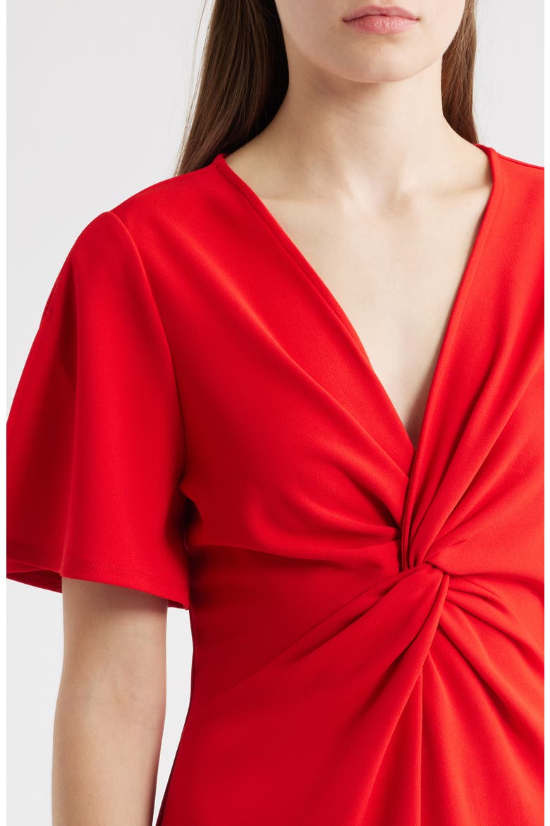 Twist Front Midi Dress, Alternate, color, RED