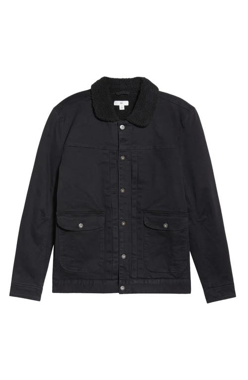 Bp. Fleece Lined Cotton Twill Ledger Jacket In Black
