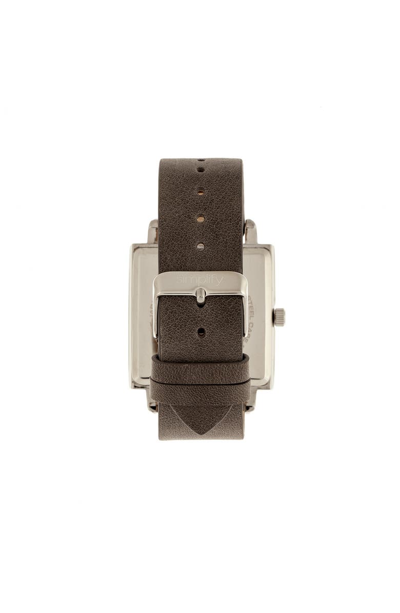 SIMPLIFY The 5000 Leather-Band Watch, Alternate, color, Charcoal/Grey
