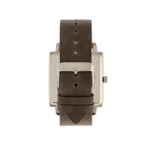 Simplify The 5000 Leather-band Watch In Charcoal/grey