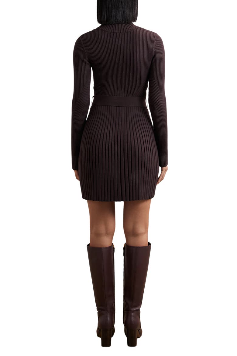 Vienna Belted Long Sleeve Rib Dress, Alternate, color, PLUM PURPLE