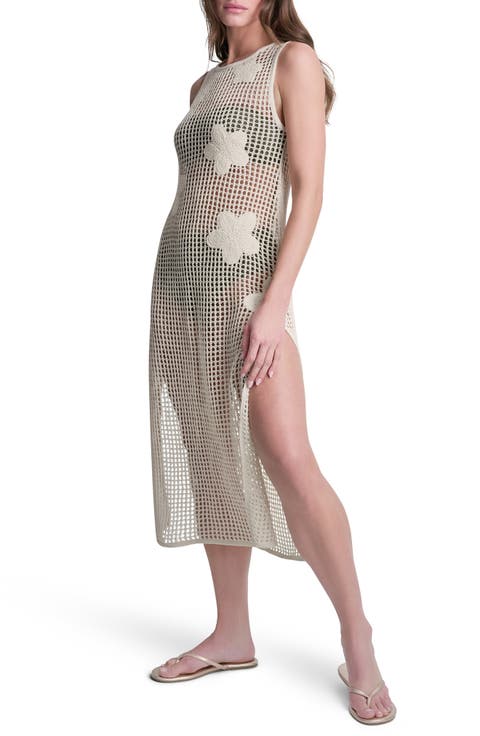 Pointelle Floral Knit Cover Up Dress