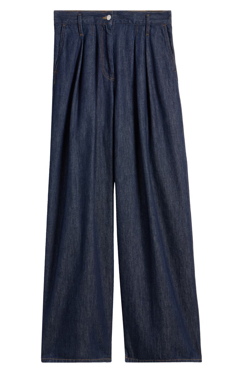 Dries Van Noten Pamplona Pleated Denim Pants, Alternate, color, Indigo