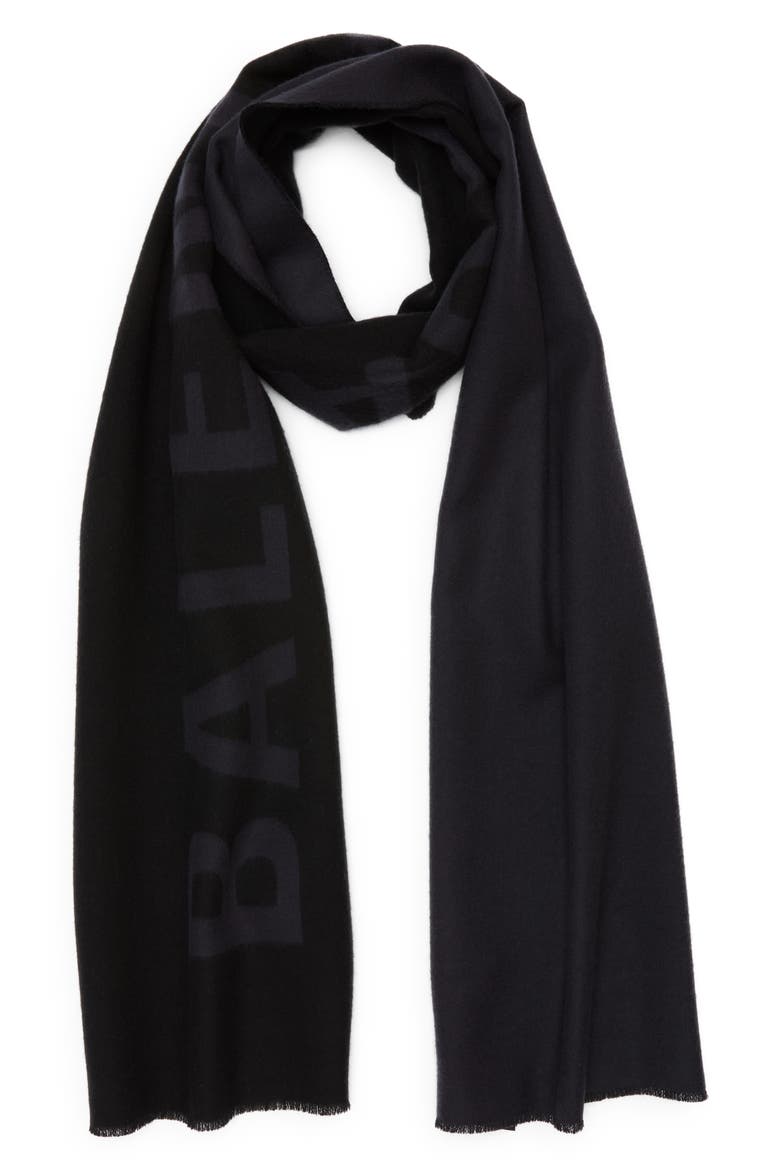 Classic Logo Wool Scarf, Main, color, BLACK/ GREY