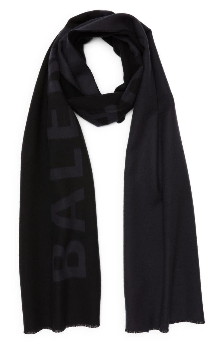 Balenciaga Classic Logo Wool Scarf, Main, color,