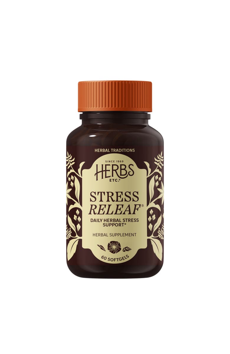 Herbs Etc. Stress ReLeaf Herbal Relaxation Supplement, 60 Softgels, Main, color, NO COLOR