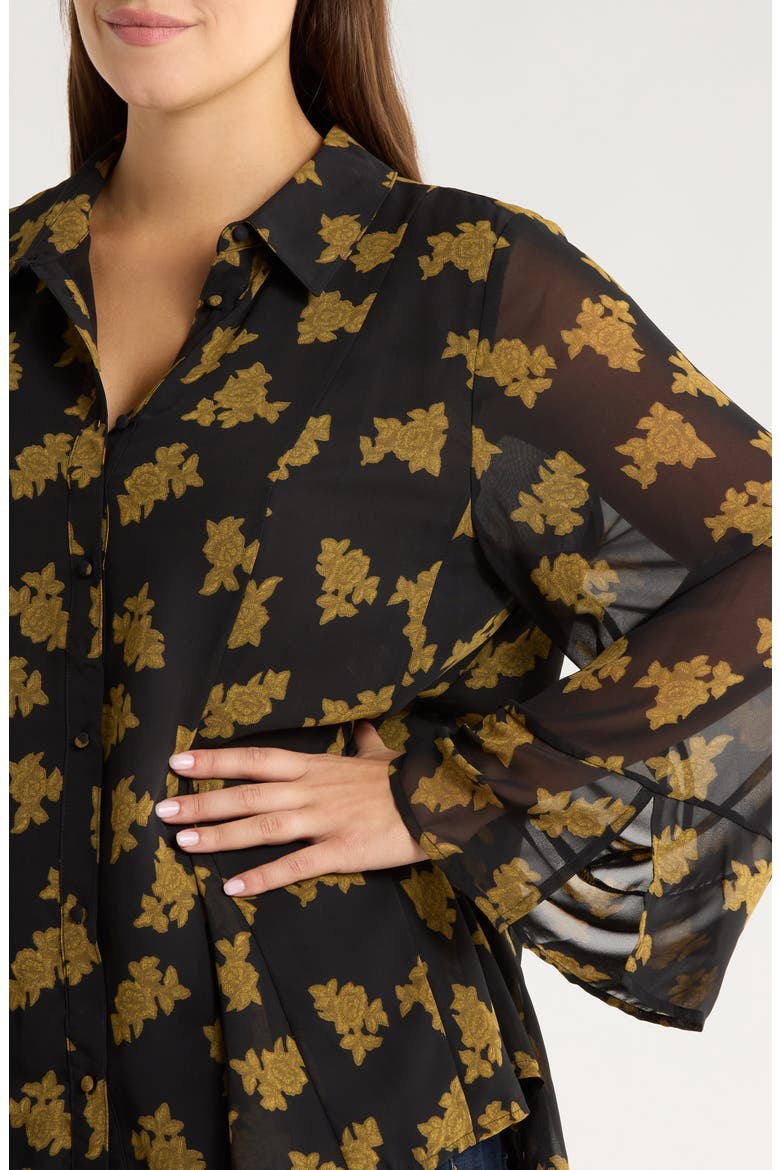 Chiffon Shirt, Alternate, color, BLACK/ GOLD HEIRLOOM