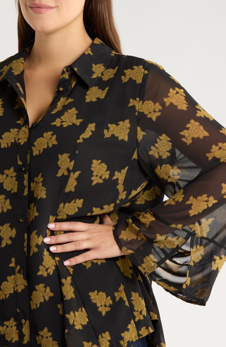 Universal Standard Chiffon Shirt, Alternate, color, Black/ Gold Heirloom