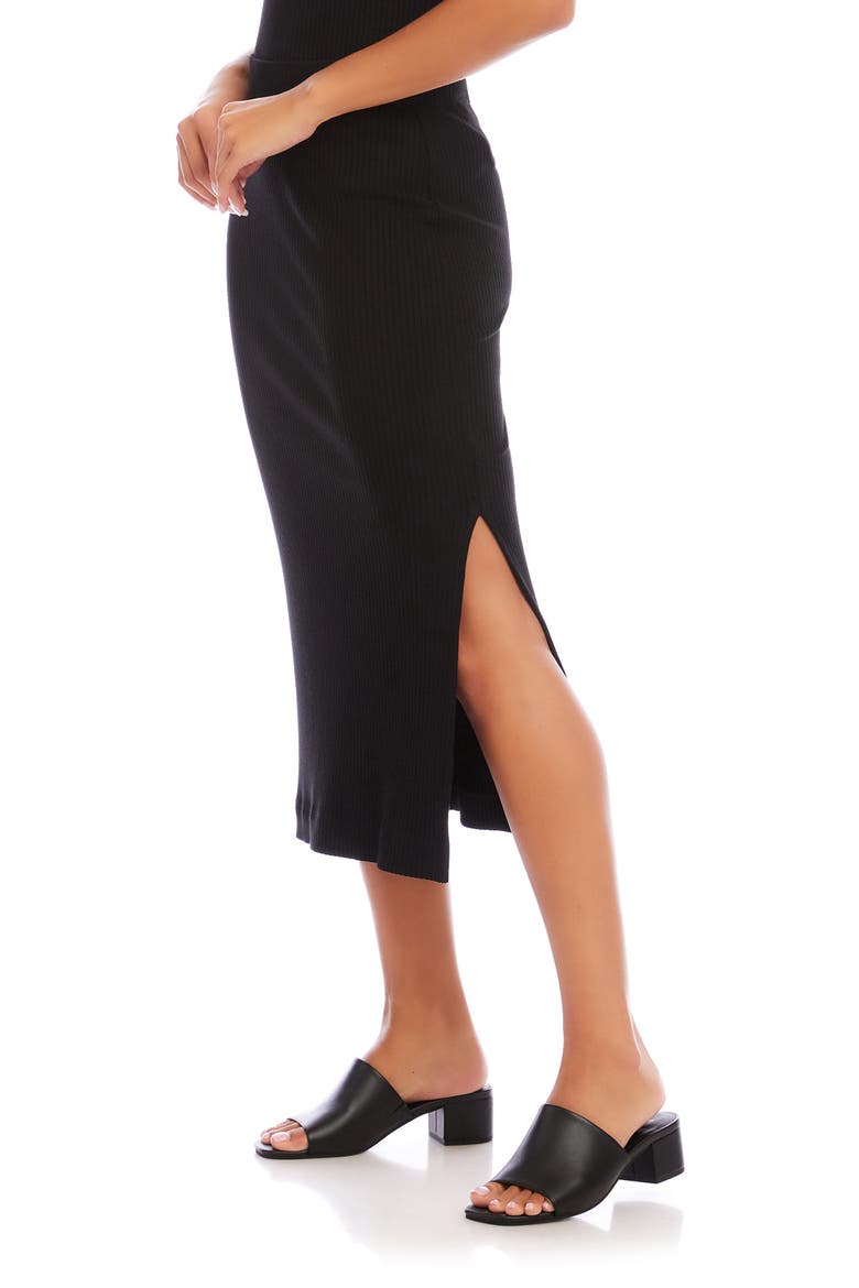 Rib Side Slit Midi Skirt, Alternate, color, BLACK