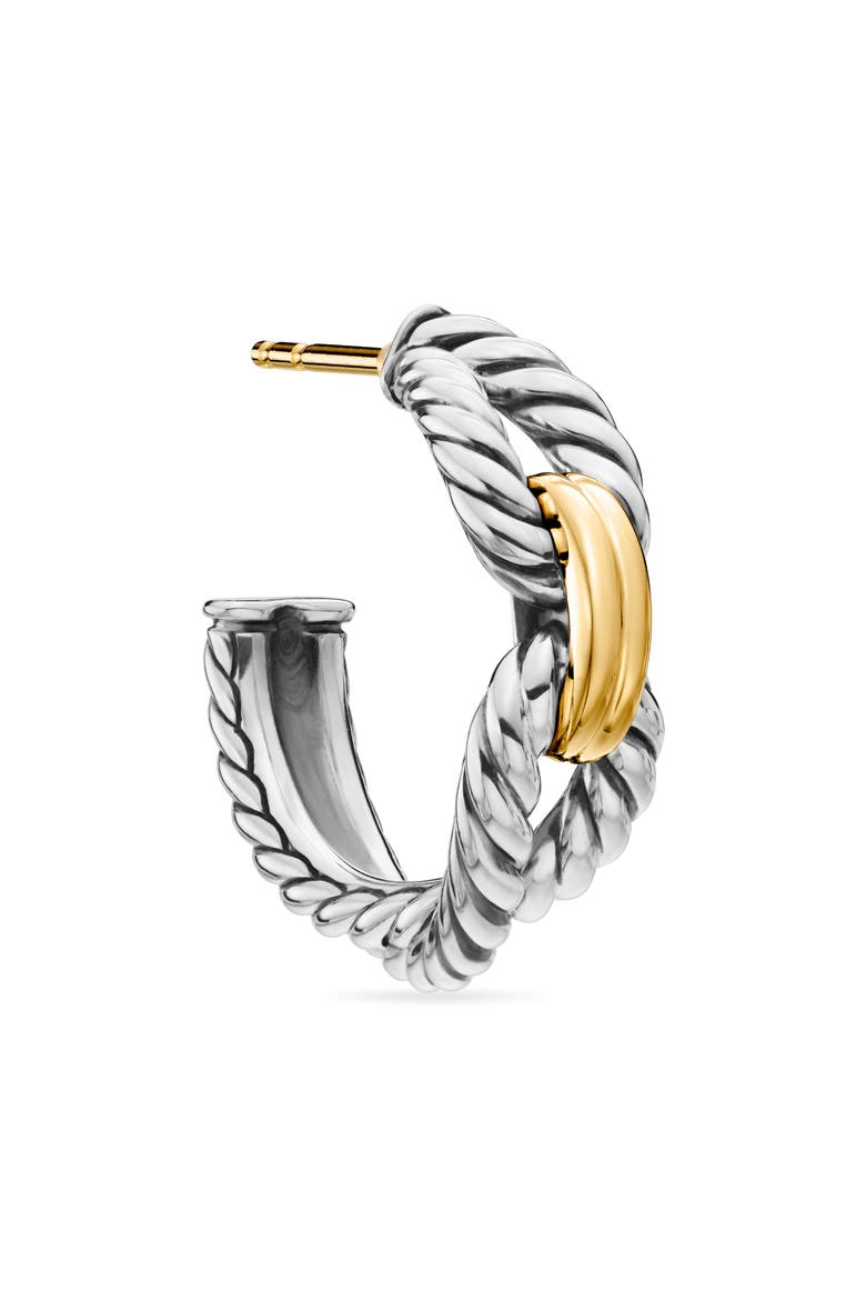 Cable Loop Hoop Earrings in Sterling Silver with 18K Yellow Gold, 22mm, Alternate, color, YELLOW GOLD/ STERLING SILVER