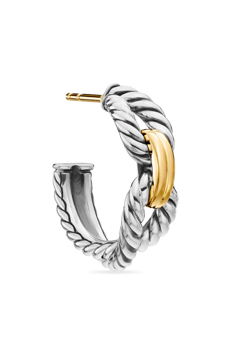 Cable Loop Hoop Earrings in Sterling Silver with 18K Yellow Gold, 22mm