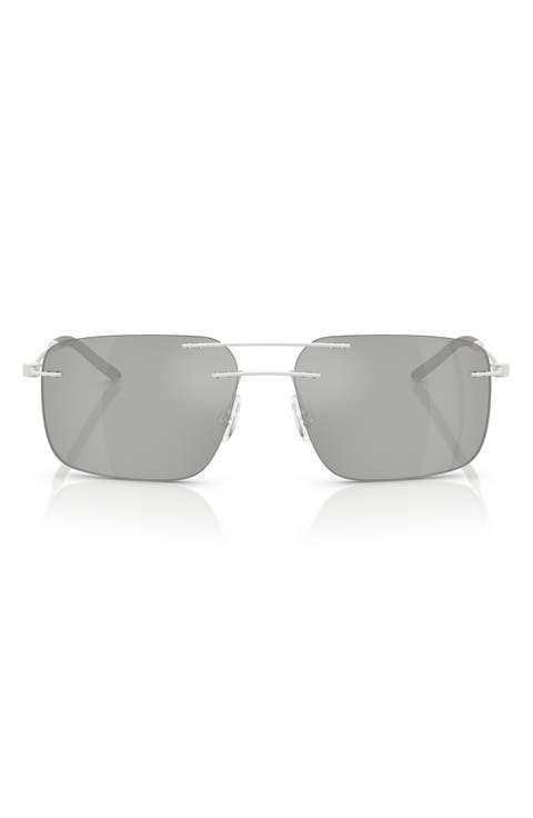 56mm Rimless Rectangular Sunglasses