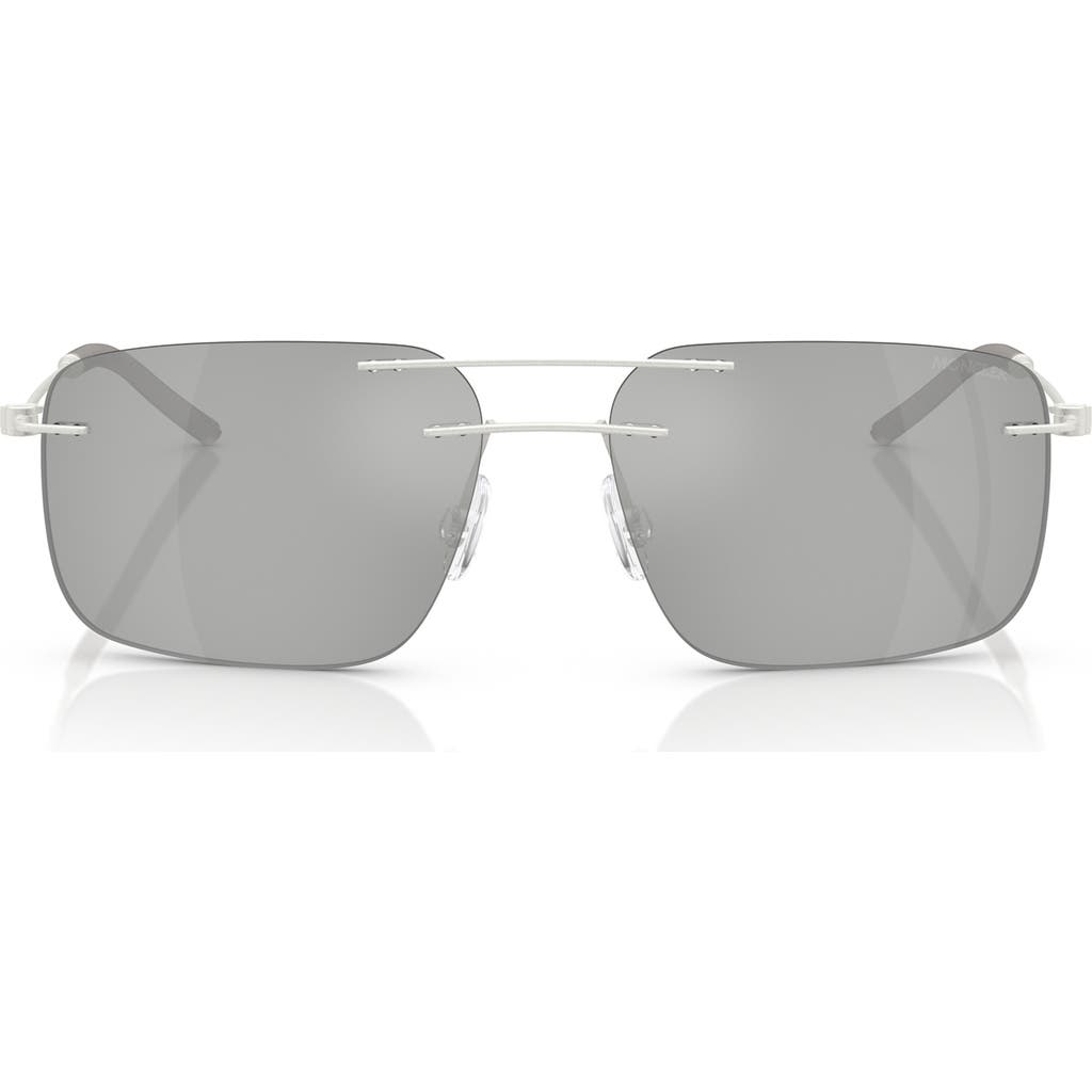 Moncler Men's Me4003 Rectangular Sunglasses In Matte Silver