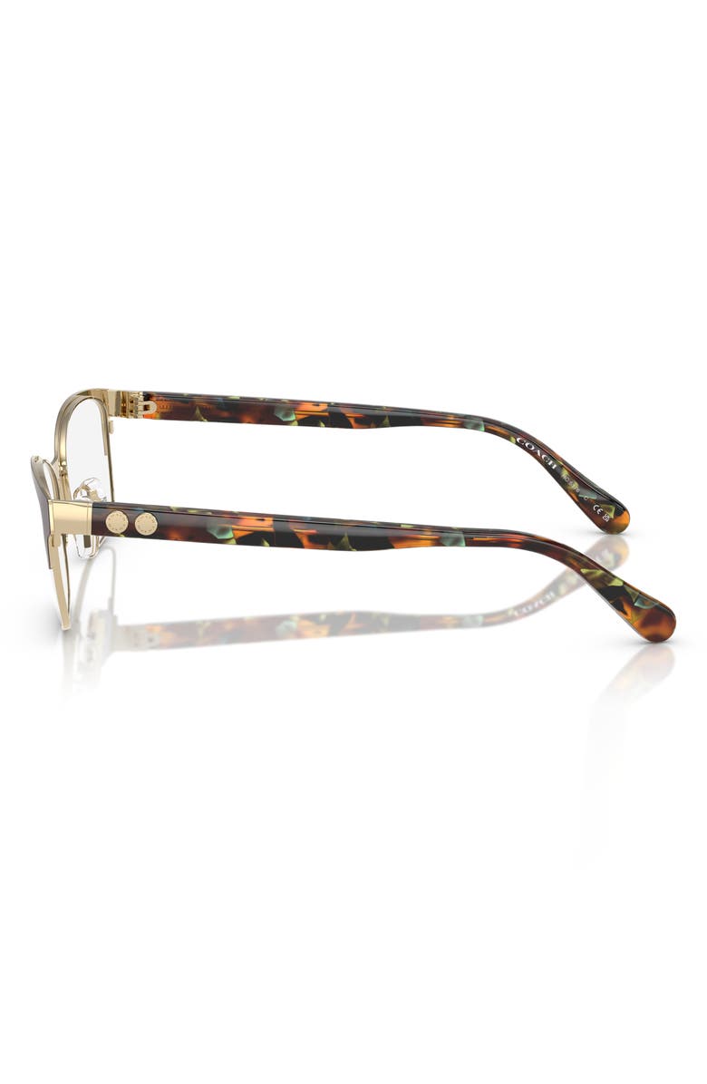 COACH 53mm Rectangular Optical Glasses, Alternate, color, Light Gold / Brown / Demo Lens