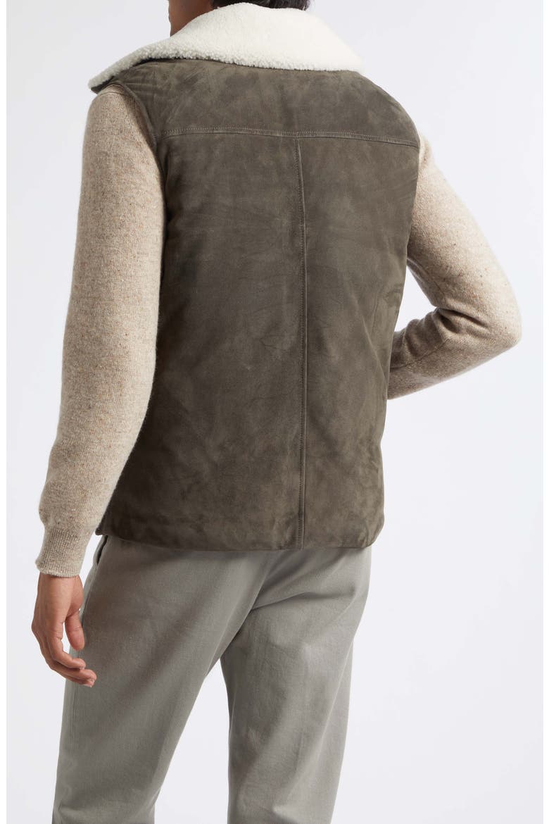 Suede Vest with Faux-Fleece Collar, Alternate, color, 80-02 GREEN BEIGE