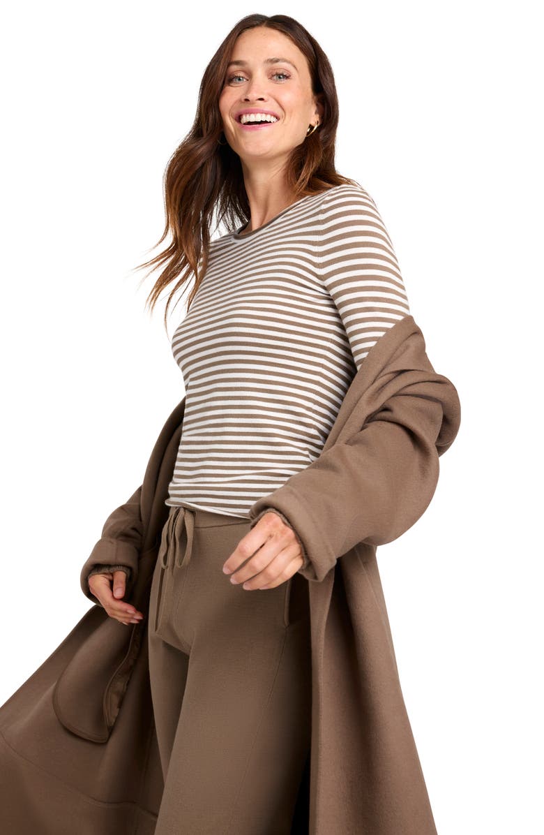 Splendid x @cellajaneblog Stripe Layering Long Sleeve T-Shirt, Alternate, color, Snw H/Toast Str