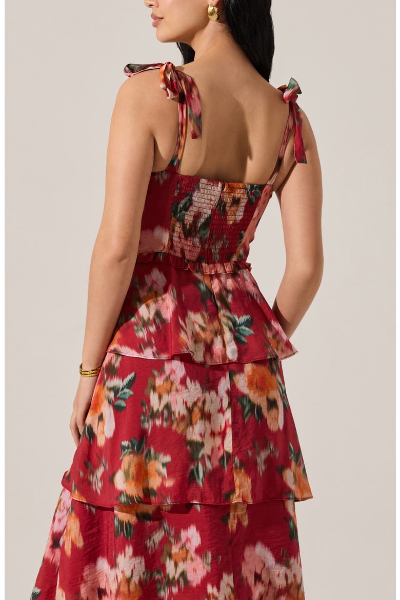 Mellorie Abstract Floral Tiered Maxi Dress, Alternate, color, RED MULTI FLORAL