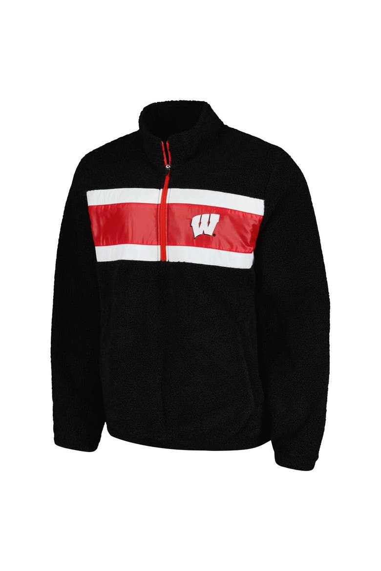 Men's G-III Sports by Carl Banks Black Wisconsin Badgers Pinch Runner Half-Zip Top, Alternate, color, Black