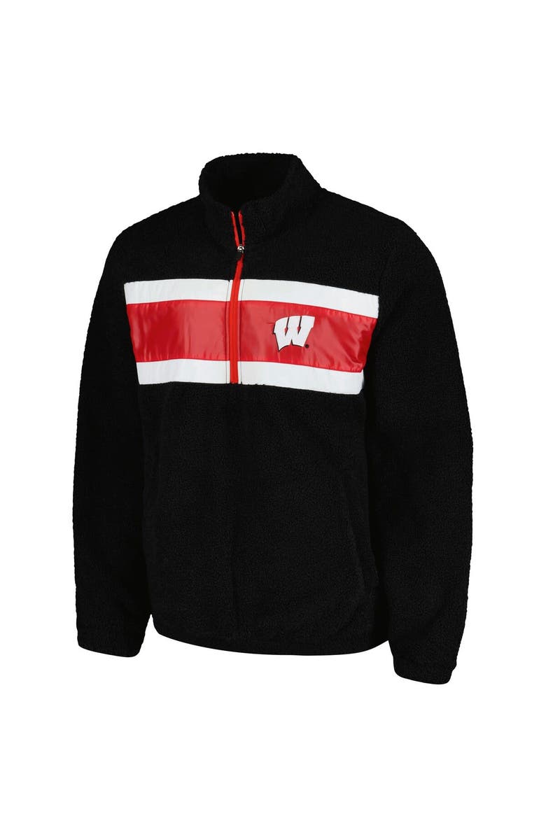 G-III SPORTS BY CARL BANKS Men's G-III Sports by Carl Banks Black Wisconsin Badgers Pinch Runner Half-Zip Top, Alternate, color, Black