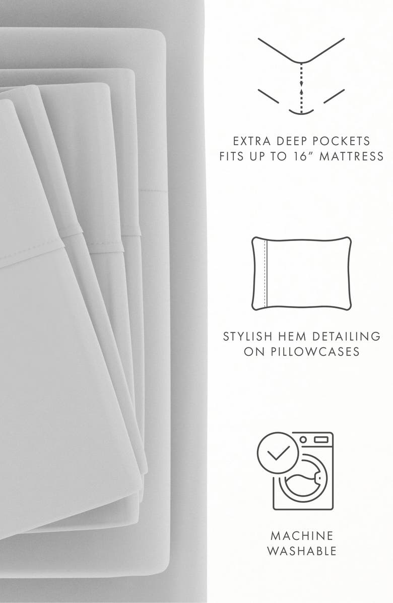 HOMESPUN Premium Ultra Soft 6 Piece Microfiber Solid Sheet Set, Alternate, color, Light Gray