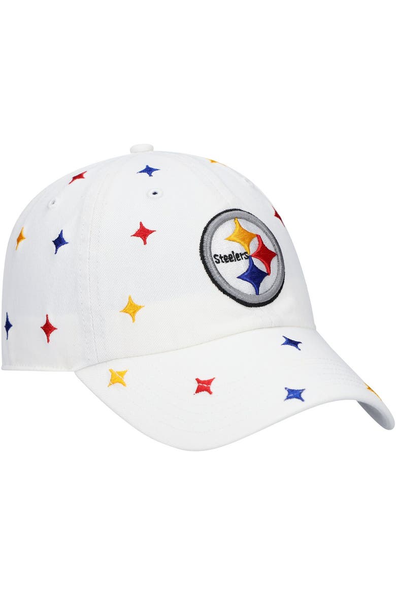 Women's '47 White Pittsburgh Steelers Multi Confetti Clean Up Adjustable Hat, Alternate, color, White
