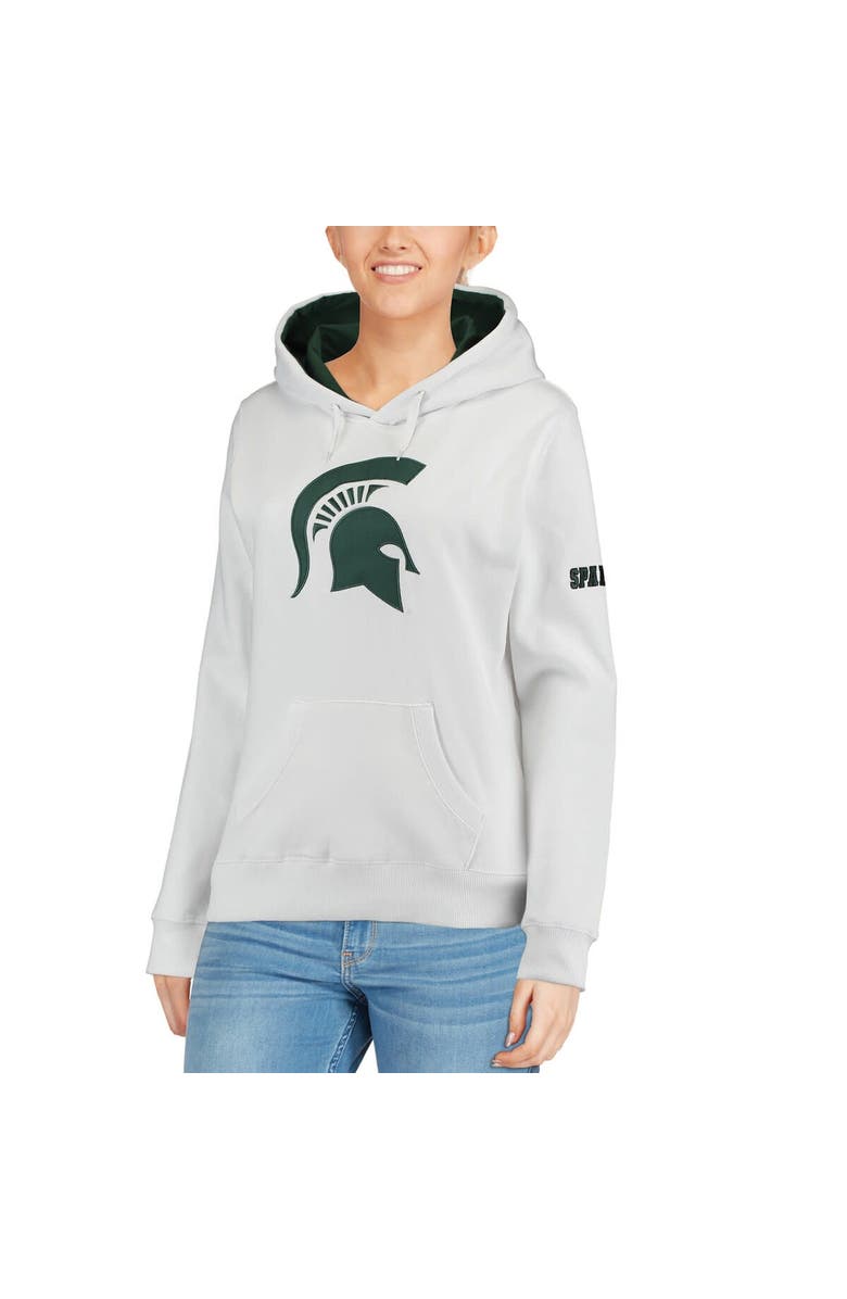 STADIUM ATHLETIC Women's White Michigan State Spartans Big Logo Pullover Sweatshirt, Alternate, color, White