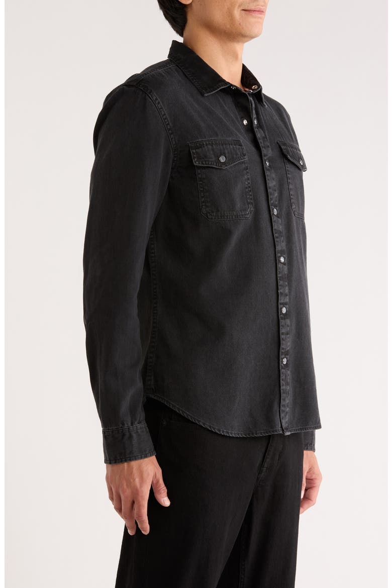 Marshall Coated Western Snap-Up Shirt, Alternate, color, BLACK