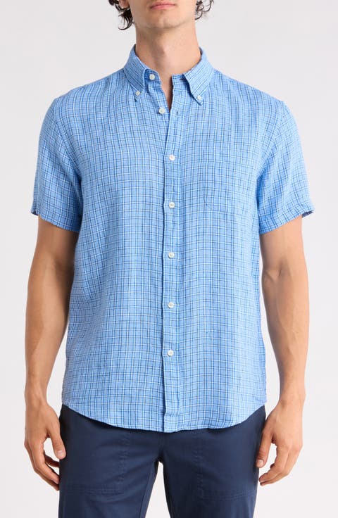 Check Short Sleeve Linen Shirt