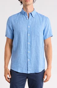Brooks Brothers Check Short Sleeve Linen Shirt